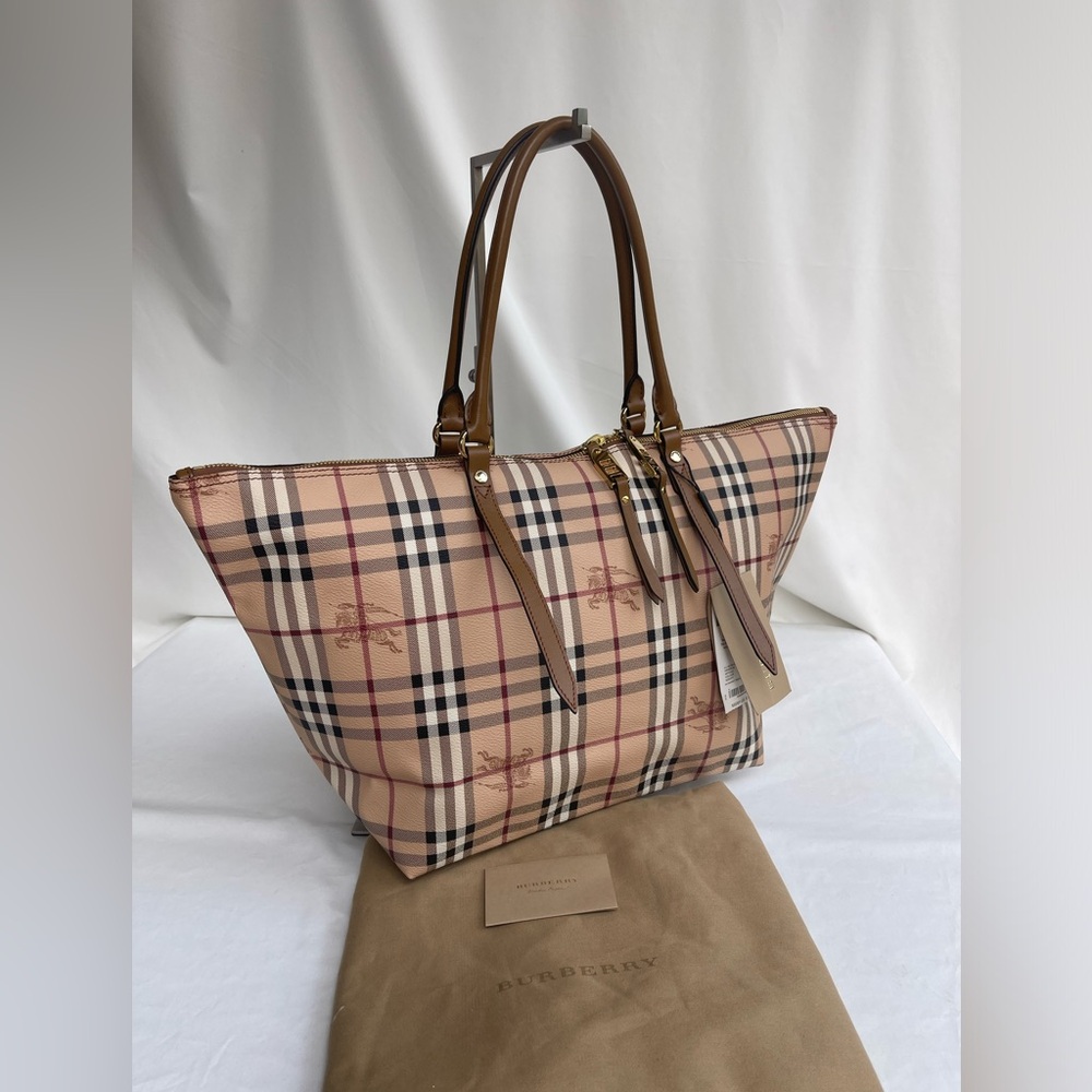 BURBERRY HAYMARKET CHECK MEDIUM SALISBURY BAG Tote  Camel   $895 New Aunt.